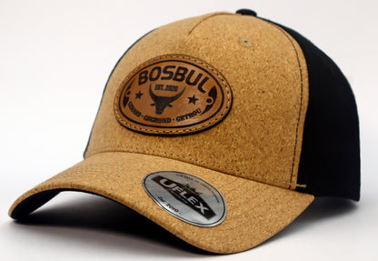 Bosbul Cork Black Trucker Cap with Leather Patch