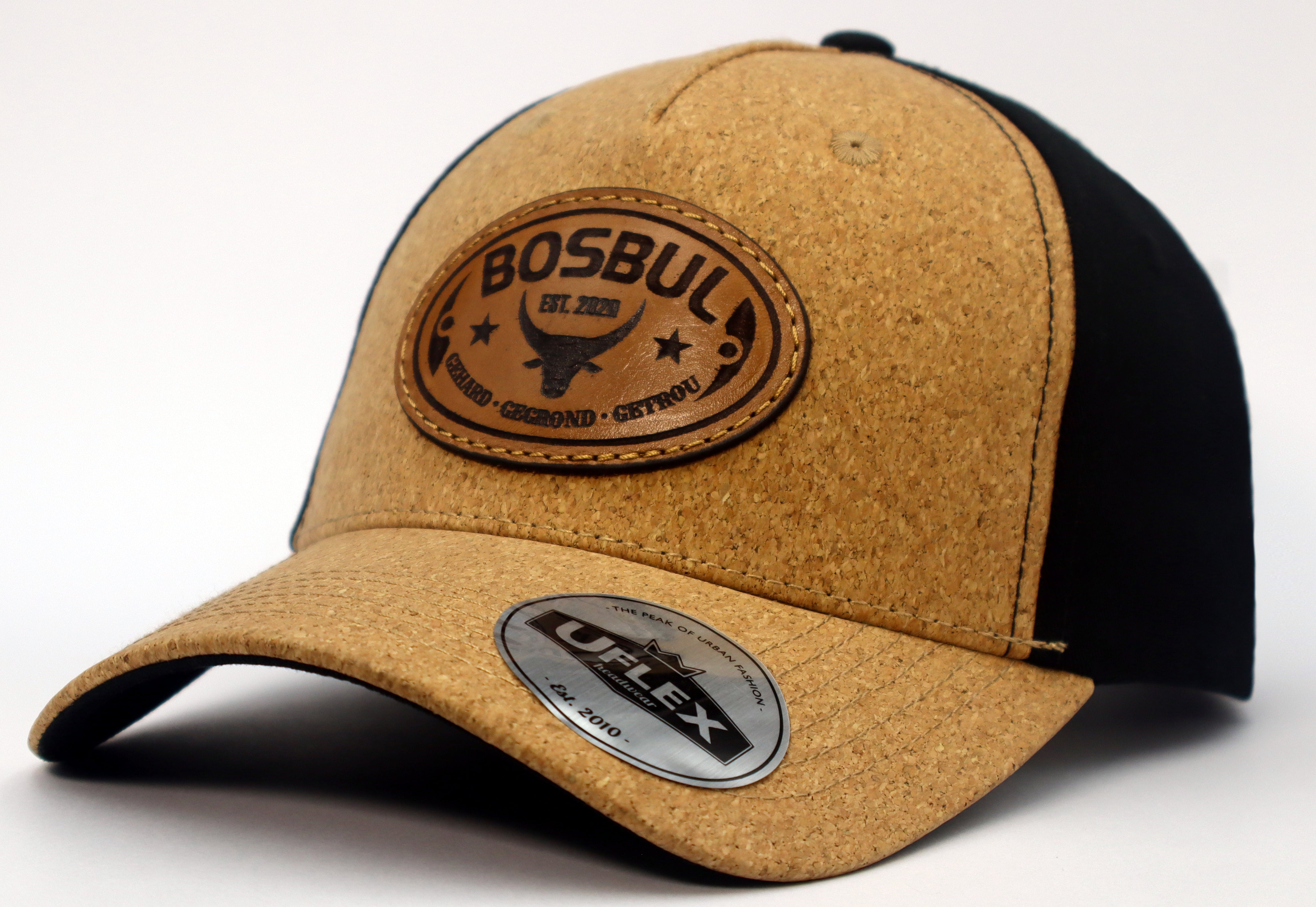 Bosbul Cork Black Trucker Cap with Leather Patch